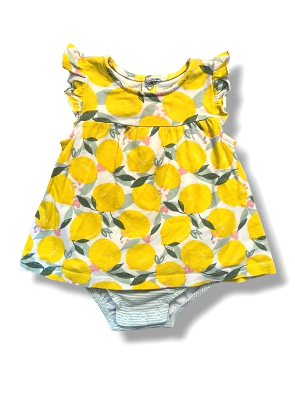 🍄3/$15 Just One You by Carter’s Lemon Print Skirted Romper 9M Yellow Citrus